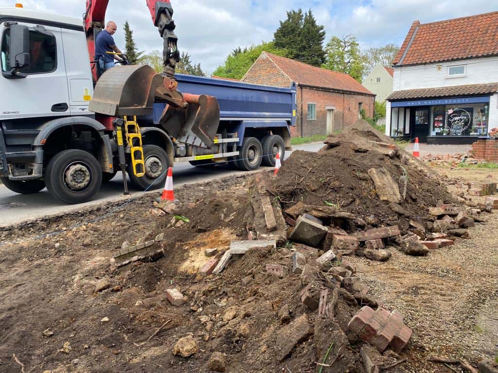 This is a photo of a dig out being carried out for the installation of a new tarmac driveway. Works being carried out by Wellingborough Driveways